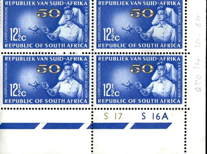 RSA 1964/10/12 50th Anniversary of S.A. Nursing Association 12½c Cyl. No S17 S16A