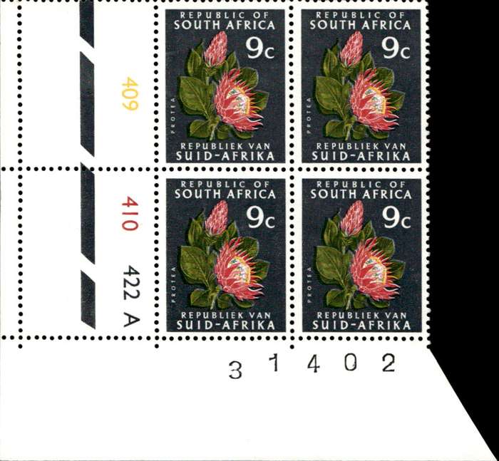 RSA 1972/03 Definitive issue 9c Cyl No 409 410 422A