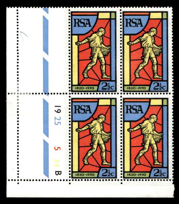 RSA 1970/08/24 150th Anniversary of Bible Society 2½c Cyl No 19 25 5 34B