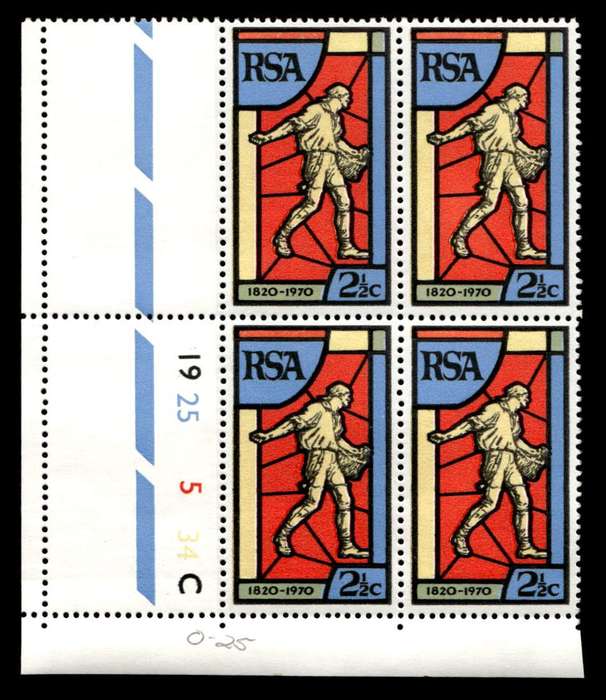 RSA 1970/08/24 150th Anniversary of Bible Society 2½c Cyl No 19 25 5 34C