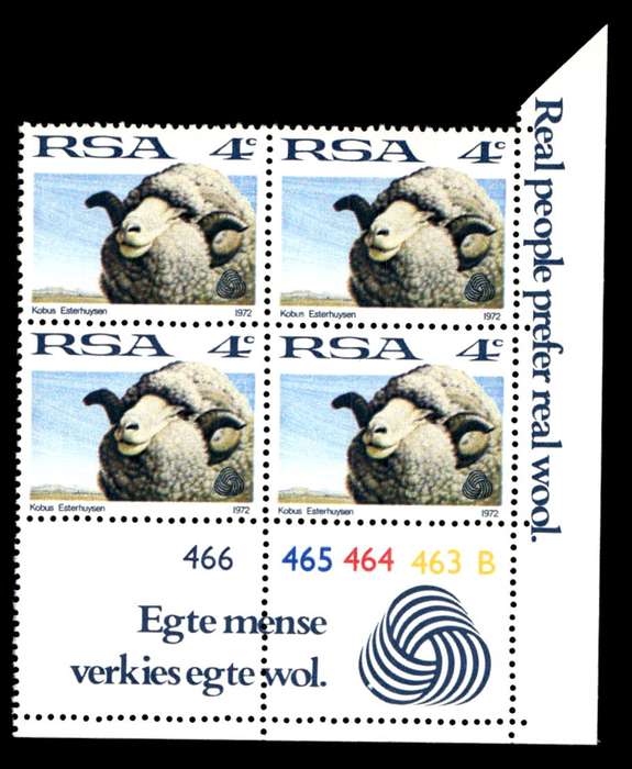 RSA 1972/05/15 Interim Definitives 4c Cyl No 466 465 464 463B