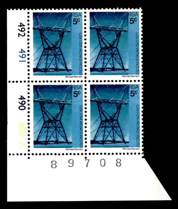 RSA 1973/02/01 50th Anniversary of ESCOM 5c Cyl No 492 491 490 489A