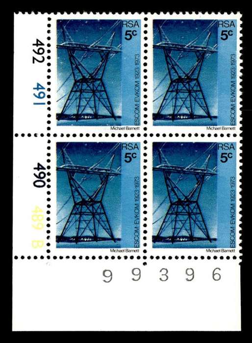 RSA 1973/02/01 50th Anniversary of ESCOM 5c Cyl No 492 491 490 489B