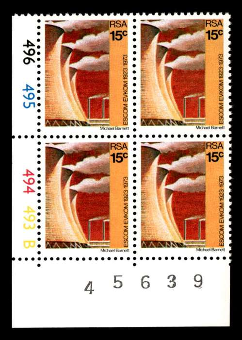 RSA 1973/02/01 50th Anniversary of ESCOM 15c Cyl No 496 495 494 493B