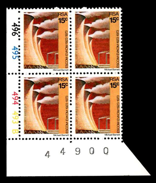 RSA 1973/02/01 50th Anniversary of ESCOM 15c Cyl No 496 495 494 493B