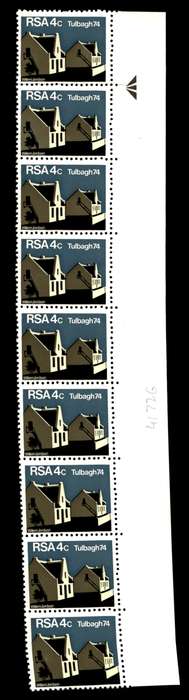 RSA 1974/03/14 Restoration of Tulbagh 4c *9 stamps Arrow block