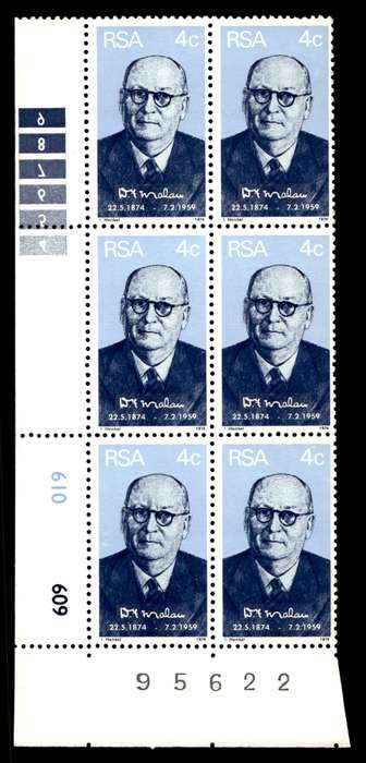 RSA 1974/05/22 Birth Centenary of Prime Minister D.F. Malan 4c Control Blocks