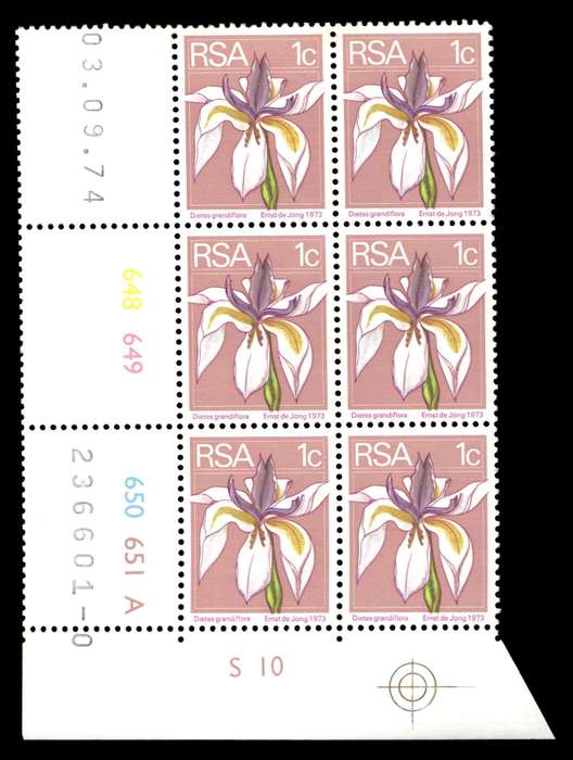 RSA 1974/09/03 2nd Definitive Issue 1c Cyl No 648 649 650 651A