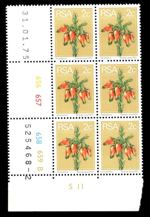 RSA 1975/01/31 2nd Definitive Issue 2c Cyl No 656 657 658 659B