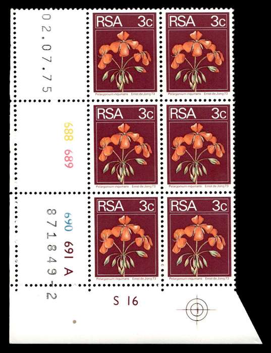 RSA 1975/07/02 2nd Definitive Issue 3c Cyl No 688 689 690 691A
