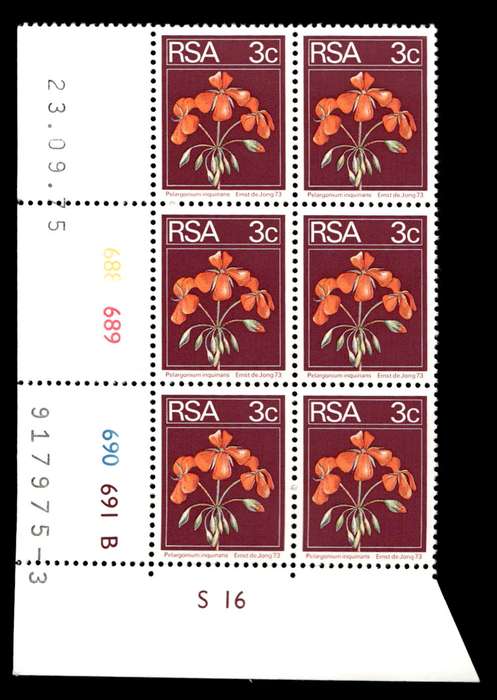 RSA 1975/09/23 2nd Definitive Issue 3c Cyl No 688 689 690 691B