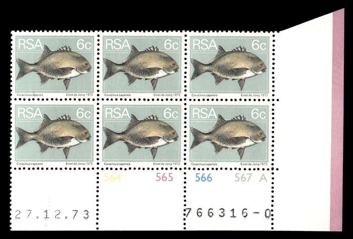 RSA 1973/12/27 2nd Definitive Issue 6c Cyl No 564 565 566 567A