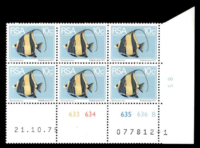 RSA 1975/10/21 2nd Definitive Issue 10c Cyl No 633 634 635 636B