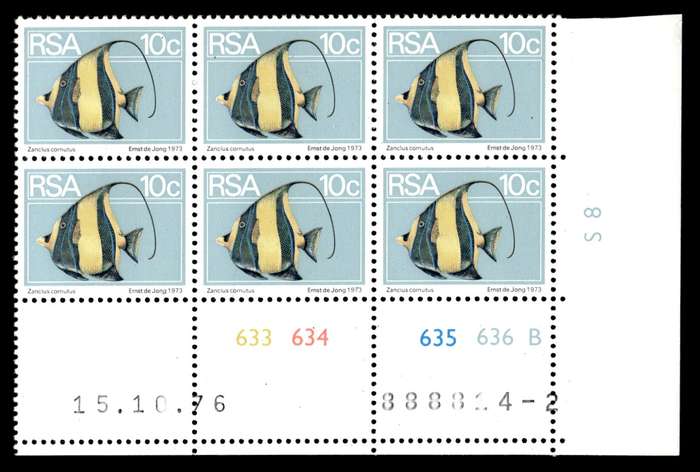 RSA 1976/10/15 2nd Definitive Issue 10c Cyl No 633 634 635 636B