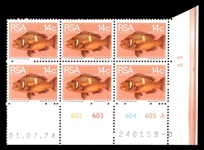 RSA 1974/07/01 2nd Definitive issue 14c Cyl No 602 603 604 605A