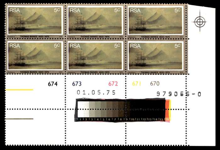RSA 1975/05/01 Death Centenary of Thomas Baines 5c Control Blocks