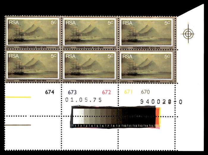 RSA 1975/05/01 Death Centenary of Thomas Baines 5c Control Blocks