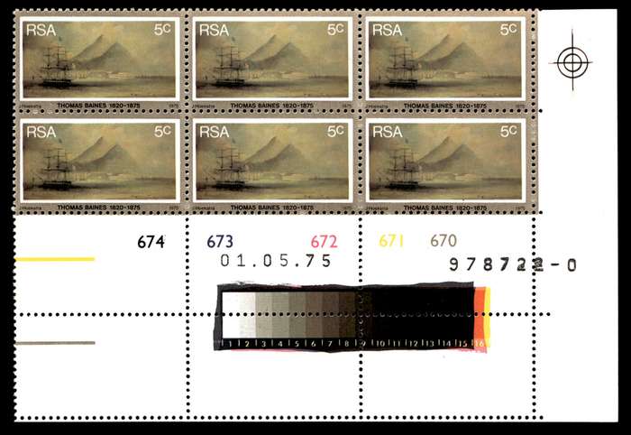 RSA 1975/05/01 Death Centenary of Thomas Baines 5c Control Blocks
