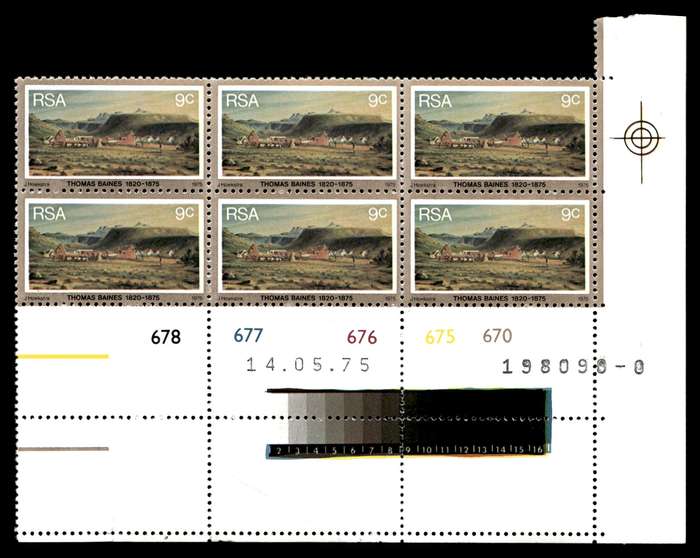 RSA 1975/05/14 Death Centenary of Thomas Baines 9c Control Blocks