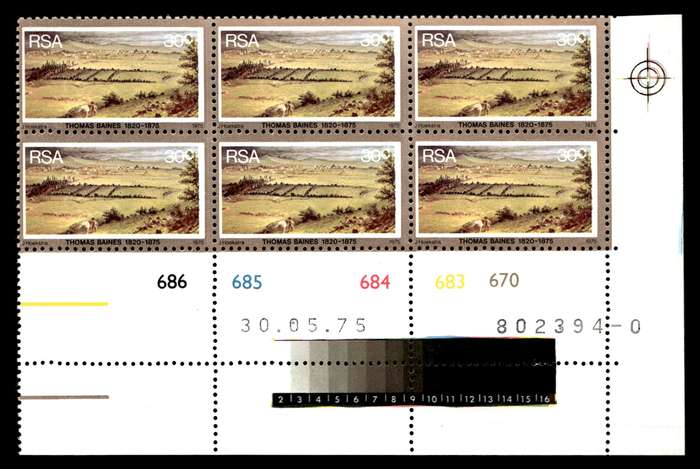 RSA 1975/05/30 Death Centenary of Thomas Baines 30c Control Blocks