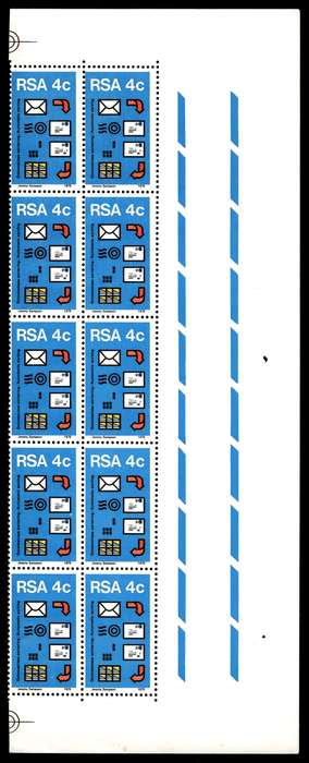 RSA 1975/07/24 Postal Mechanisation Sorting 4c Control Blocks *10 stamps