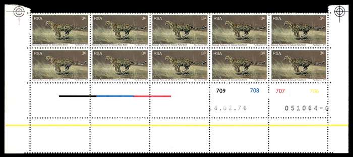 RSA 1976/02/16 World Environmental and Nature Conservation Year 3c Cyl No 709 708 707 706 *10 stamps