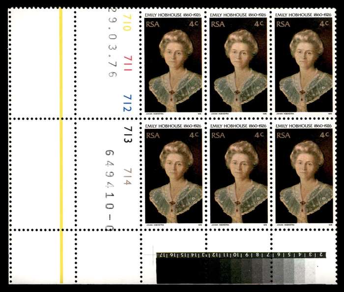 RSA 1976/03/29 50th Death Anniversary of Emily Hobhouse 4c Cyl No 710 711 712 712 714