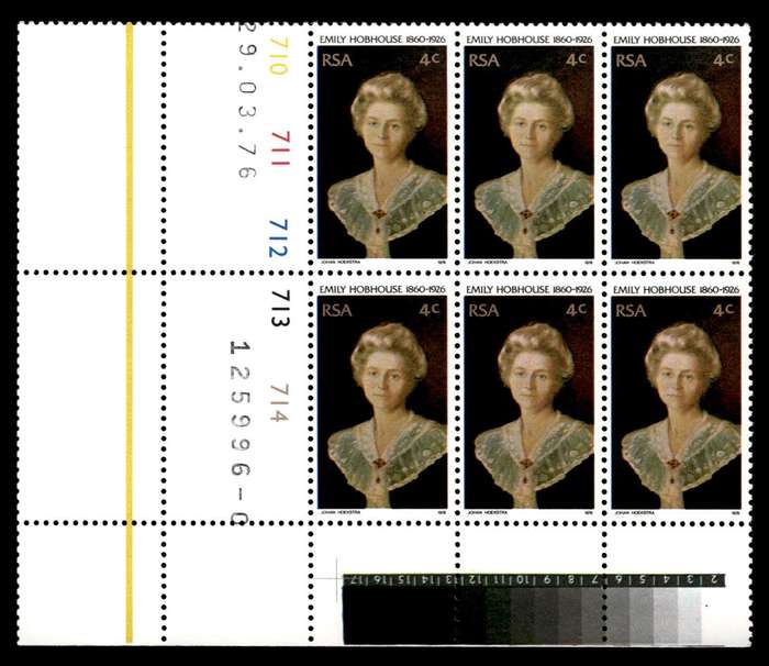 RSA 1976/03/29 50th Death Anniversary of Emily Hobhouse 4c Cyl No 710 711 712 712 714