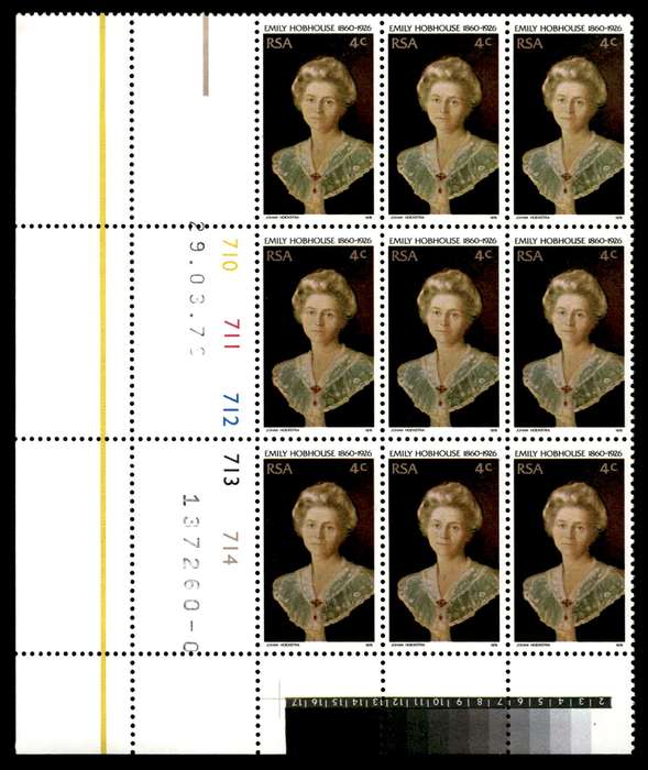 RSA 1976/03/29 50th Death Anniversary of Emily Hobhouse 4c Cyl No 710 711 712 712 714