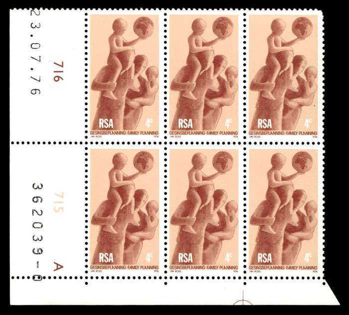 RSA 1976/07/23 Family Planning 4c Cyl No 716 715A