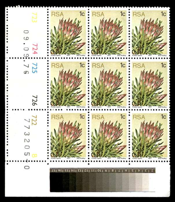 RSA 1976/09/09 3rd Definitive Issue 1c Cyl No 723 724 725 726 722 B