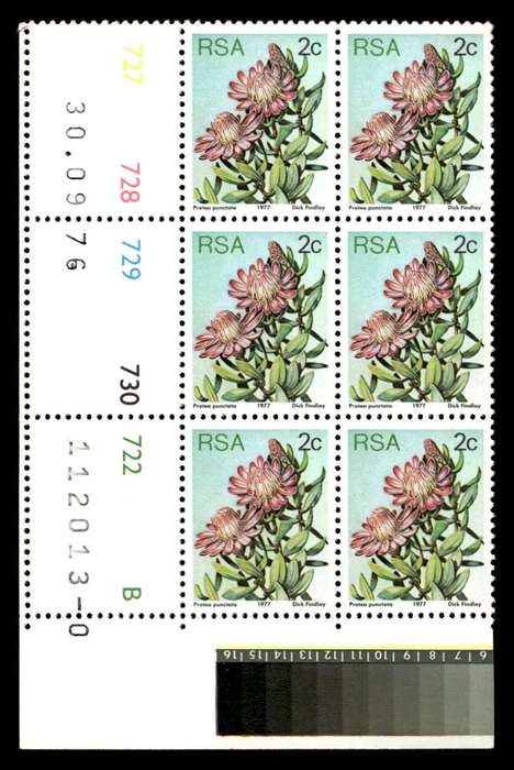 RSA 1976/09/30 3rd Definitive Issue 2c Cyl No 727 728 729 730 722 B