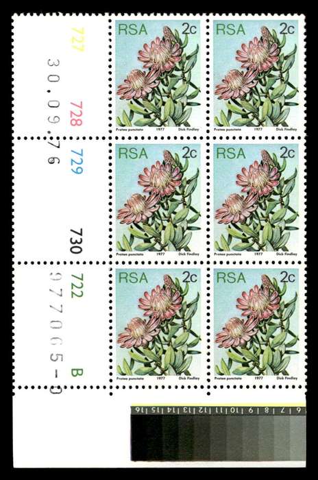 RSA 1976/09/30 3rd Definitive Issue 2c Cyl No 727 728 729 730 722 B