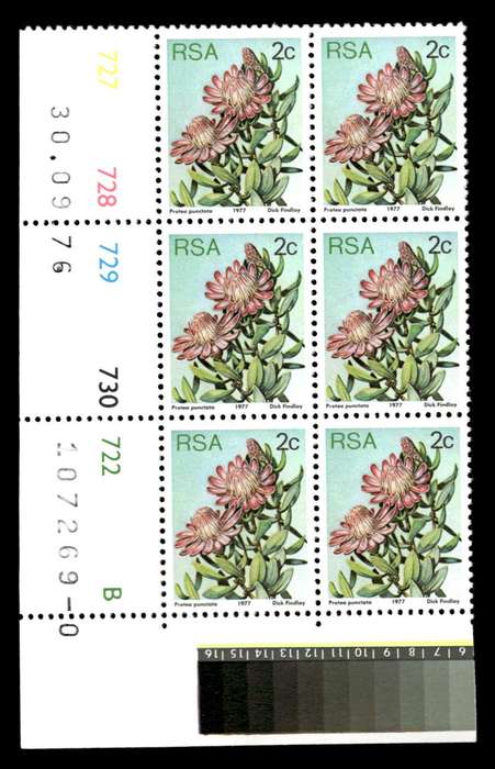RSA 1976/09/30 3rd Definitive Issue 2c Cyl No 727 728 729 730 722 B