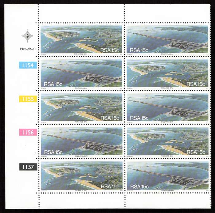 RSA 1978/07/31 Richards bay, Saldanha Bay 15c Cyl 1154 1155 1156 1157 *10 stamps