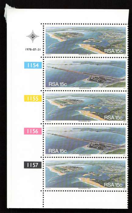 RSA 1978/07/31 Richards bay, Saldanha Bay 15c Cyl 1154 1155 1156 1157