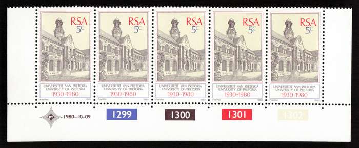 RSA 1980/10/09 University of Pretoria 5c Cyl 1299 - 1302