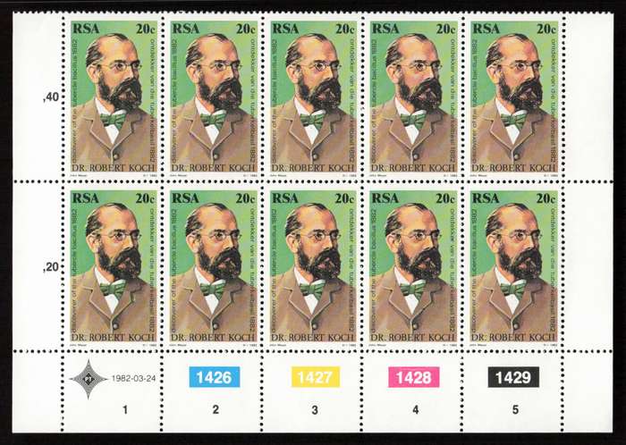 RSA 1982/03/24 Centenary of Discovery of Turbercle Bacillus by Dr. Robert Koch 1882 20c Cyl 1426 -14
