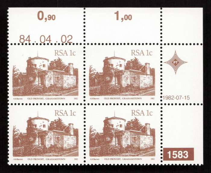 RSA 1984/04/02 4th Definitive Issue South African Architecture 1c Plate 1583