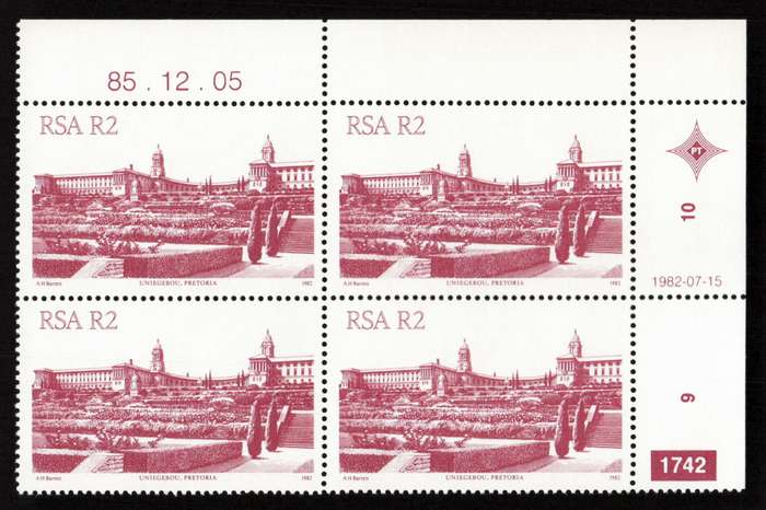 RSA 1985/12/05 4th Definitive Issue South African Architecture R2 Plate 1742