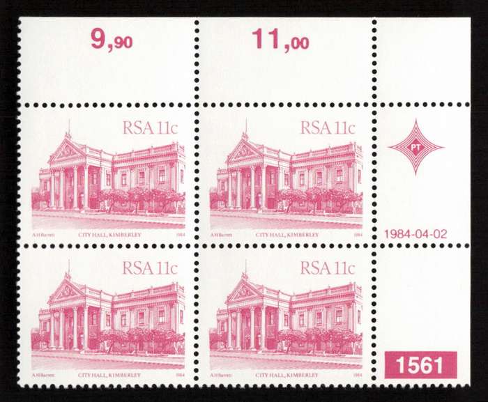 RSA 1984/04/02 4th Definitive Issue South African Architecture 11c Plate 1561