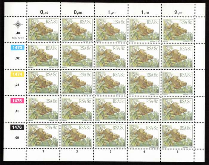 RSA 1982/12/01 Prehistoric Animals Control Blocks Set *Complete sheets