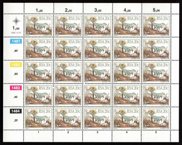 RSA 1982/12/01 Prehistoric Animals Control Blocks Set *Complete sheets