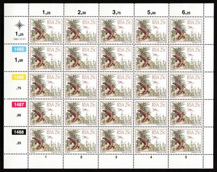 RSA 1982/12/01 Prehistoric Animals Control Blocks Set *Complete sheets