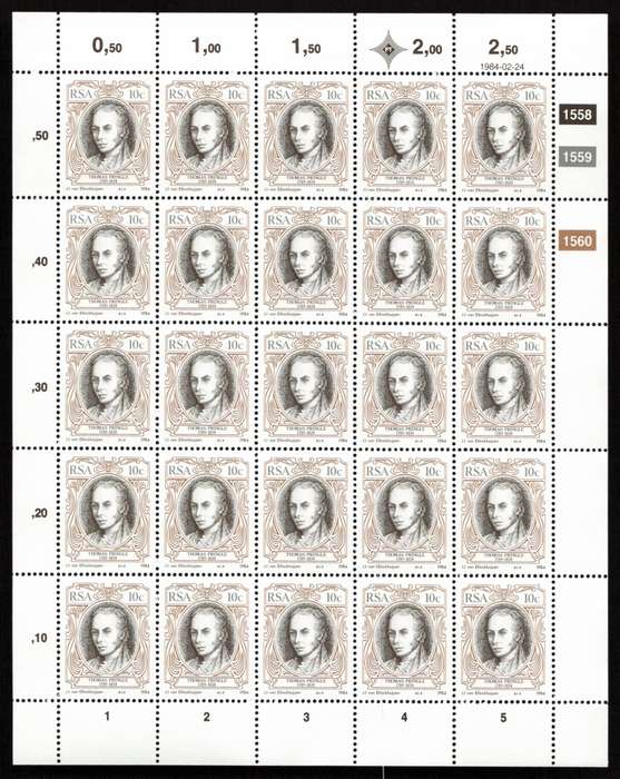 RSA 1984/02/24 S.A. English Authors Control Block Set * Complete Sheets