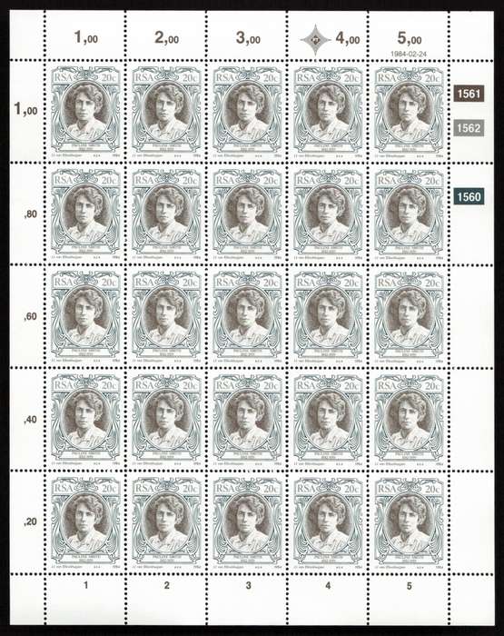 RSA 1984/02/24 S.A. English Authors Control Block Set * Complete Sheets