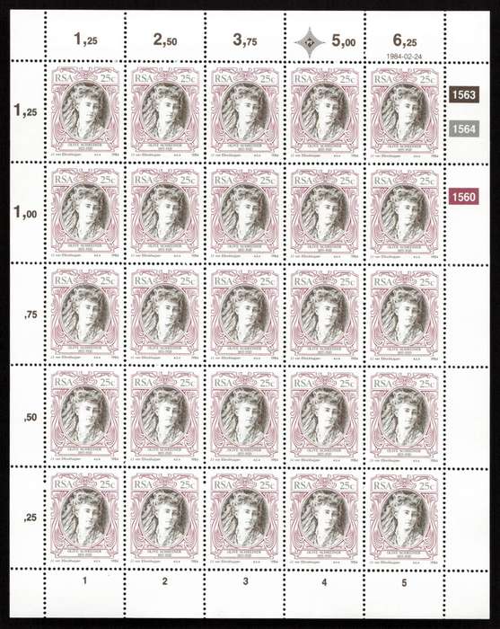 RSA 1984/02/24 S.A. English Authors Control Block Set * Complete Sheets
