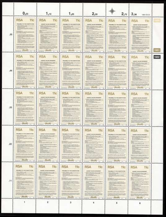 RSA 1984/09/03 New Constitution Control Block Set *Complete Sheets