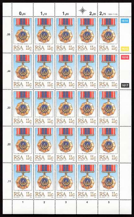 RSA 1984/11/09 Military Decorations Control Block Set *Complete Sheets