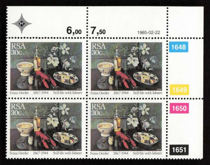 RSA 1985/02/22 Paintings by Frans David Oerder Control Block Set